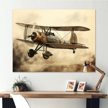 Historic Plane Glory Mid Flight - Plane Canvas Wall Art